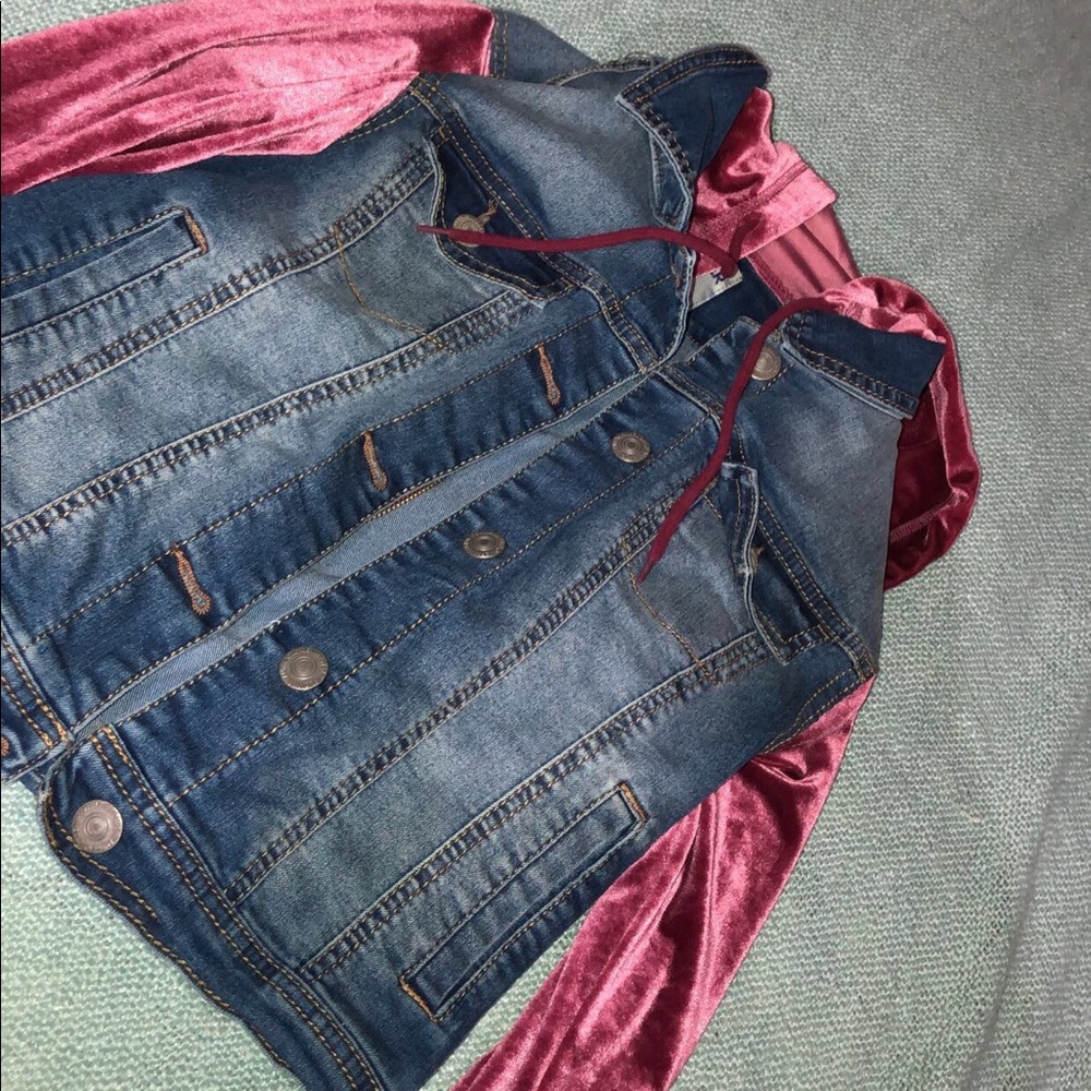 Wallflower Jean jacket, velvet color w/hoodie